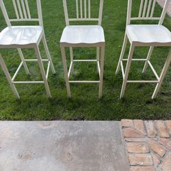 Three Identical  Metal White Stools
