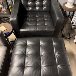 IKEA Leather Chair With ottoman. 