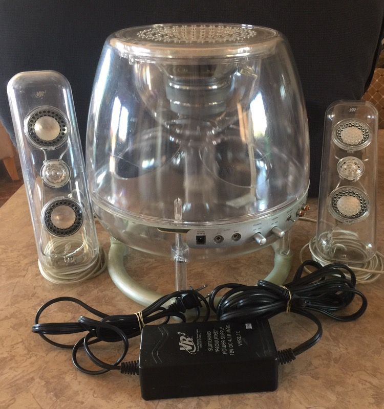 Retro Virtual Reality Sound VRS2.1C Powered Subwoofer VR3 Clear W/2 Speakers