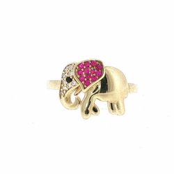 Woman’s Ladies 10k Yellow Gold CZ Cubic Zirconia Elephant Ring Size 8 GP3138695