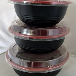 Black and red containers