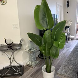 Pretty Artificial Plant 5 Ft Tall With Tall Planter! Brand New  