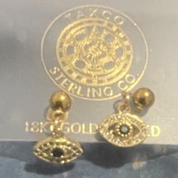Evil Eye Earrings 18k GP