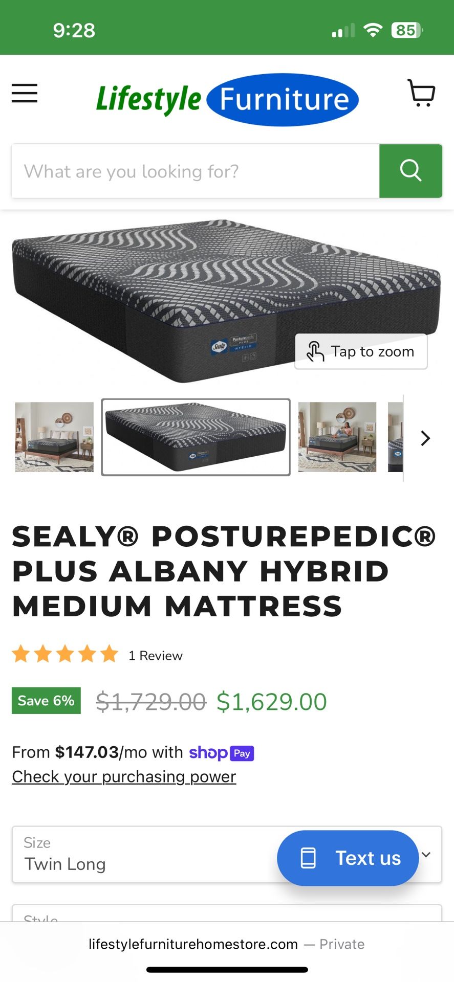 OBO Sealy Posturepedic Plus Hybrid Queen Mattress & Bed frame