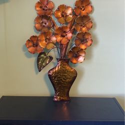 Bronze Flowers In Vase Wall Hanging