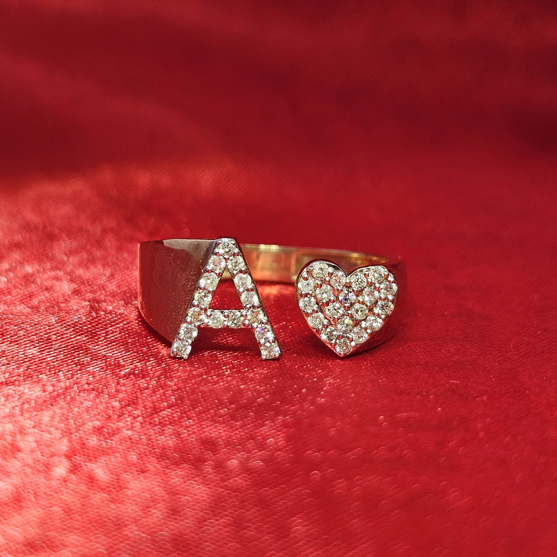 14k Yellow Gold Diamond A initial Ring 0.30 ctw