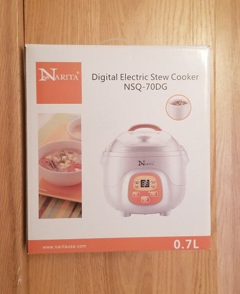 Narita Travel Mini Slow Cooker Digital Electric Stew Pot 0.7L