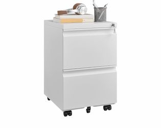 Fully Assembled 2 Drawer File Cabinet, Locking Filing Cabinet with Anti-Tipping Wheels