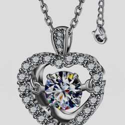 [SALE] 1 Carat Moissanite Heart Pendant, 20 inch chain