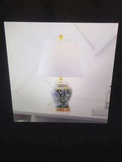 New 1 Johnathan Y Penelope 22" French country cottage table lamp led light ceramic hand painted green and white