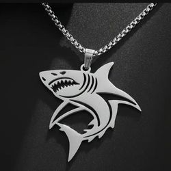 Brand New Stainlees steel shark pendant and chain$60 