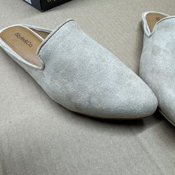 Style & Co Beige Suede Mule Flats Size 6 Slip On Minimal