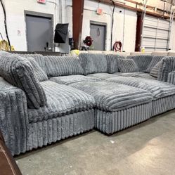 Thomasville 8 Piece Modular Sectional on Fluffy Corduroy