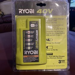 The Ryobi OP403A 40V 2-in-1 Battery/USB Charger 