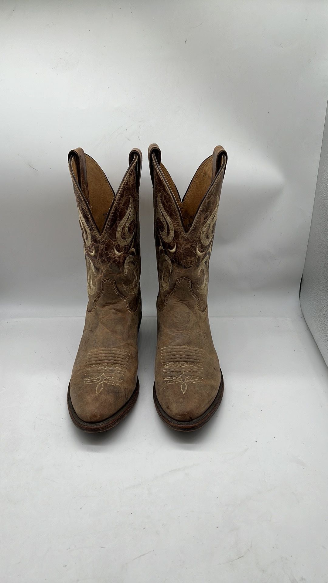 Justin BR210 Bent Rail Western Cowboy Boots Brown Destress Leather USA size 9 EE