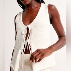 Abercrombie & Fitch Tie Front Textured Vest