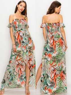 New maxi tropical dress