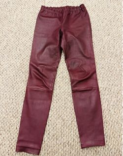 Stouls Paris Women’s Burgundy Leather Leggings Pants Stretch Size M