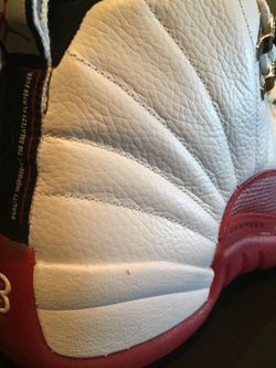 Used Jordan 12 White red size 11.5