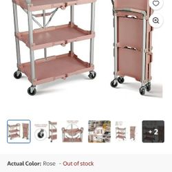 Olympia Tools 89-350 Pack N Roll Collapsible Service Cart, 150LB Capacity, 3-Tiered, Rose