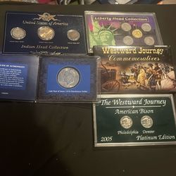 Lot Of Coin Sets Last Year Of Eisenhower,Liberty Head Collection,Indian head Collection,westward Journey Commemorative