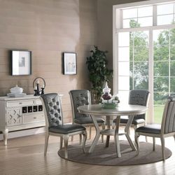 Brand New 48" Round Silver Or White Modern Dining Set