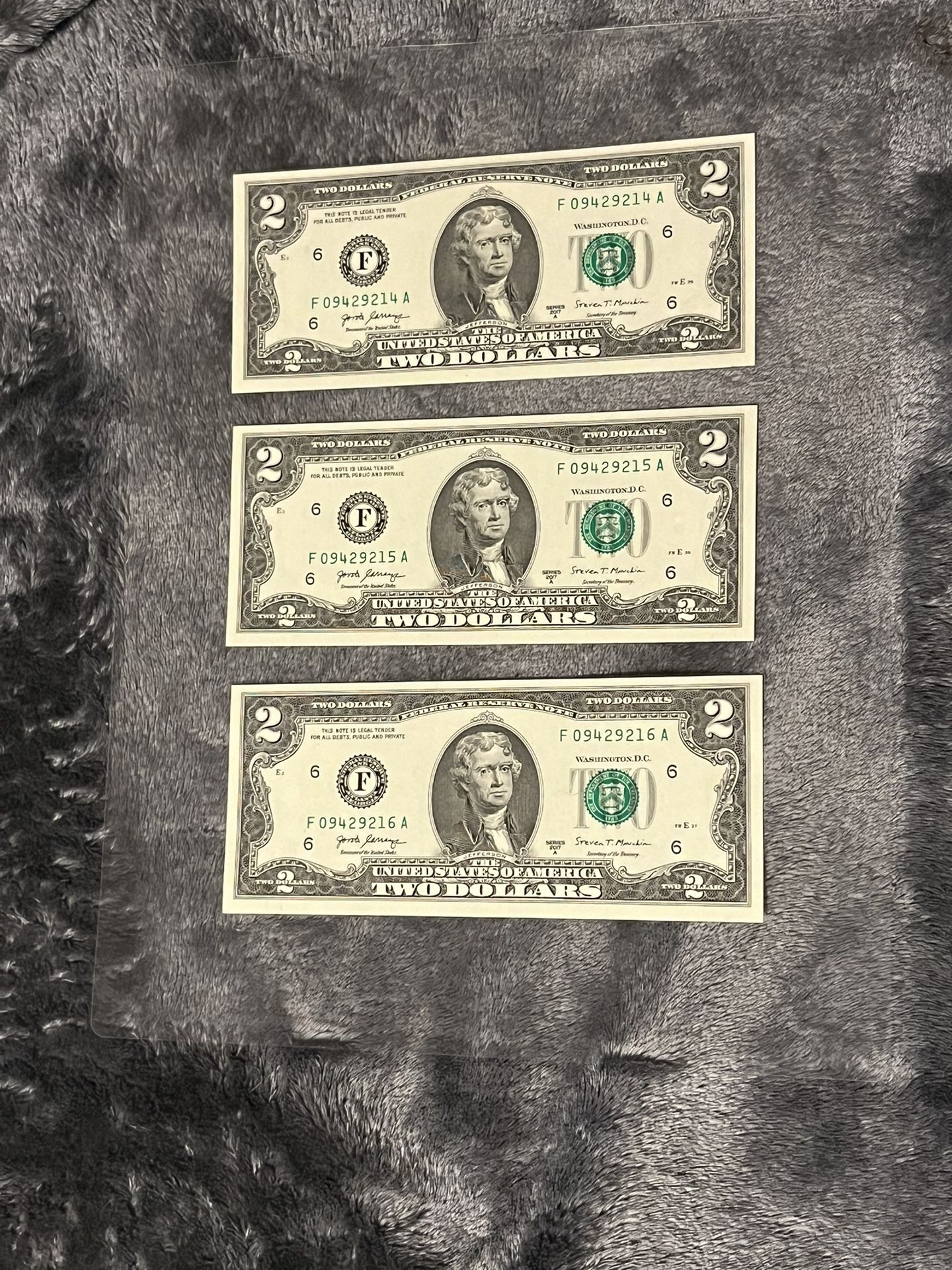 Laminated Uncirculated $2 Dollar Bill Set