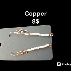 Copper And Pearl Earings 