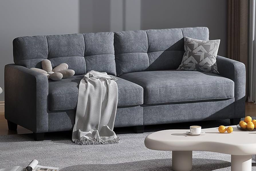  Loveseat Sofa for Living Room, 70 inch Comfy Sofa Couch with Extra Deep Seats, Upholstered Love Seat Couches for Living Room Apartment Lounge, Grey