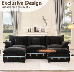 Black Sofa with Ottoman