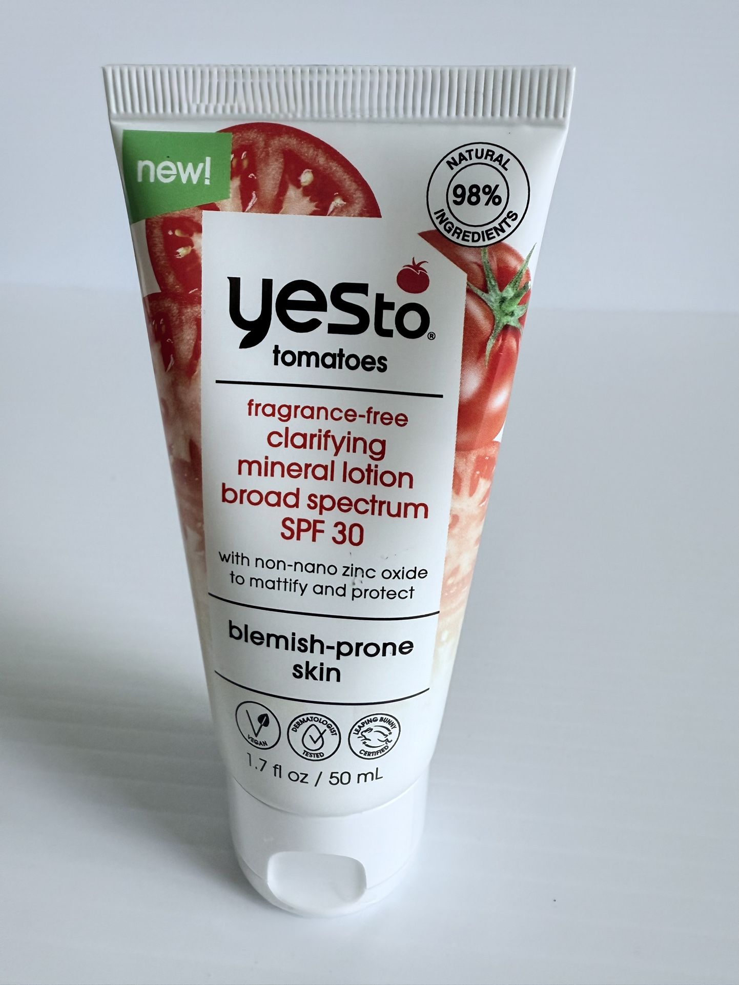 Yes To Tomatoes Clarifying Mineral Lotion SPF 30 Fragrance-Free Mattify Protect