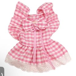 Cute Dog Dress Ruffle Trim Cat Lace Princess Dresses with Bow Decor