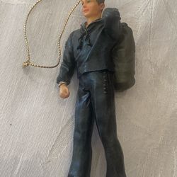 Vintage U.S. Navy Sailor Christmas Ornament - Dress Blues with Sea Bag
