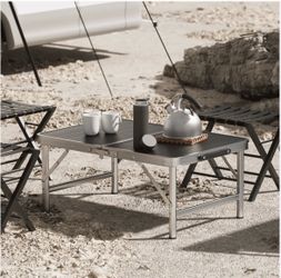 Adjustable Height Aluminum Folding Table (L)23.8in. (W)15.8in. (H)21.0in.