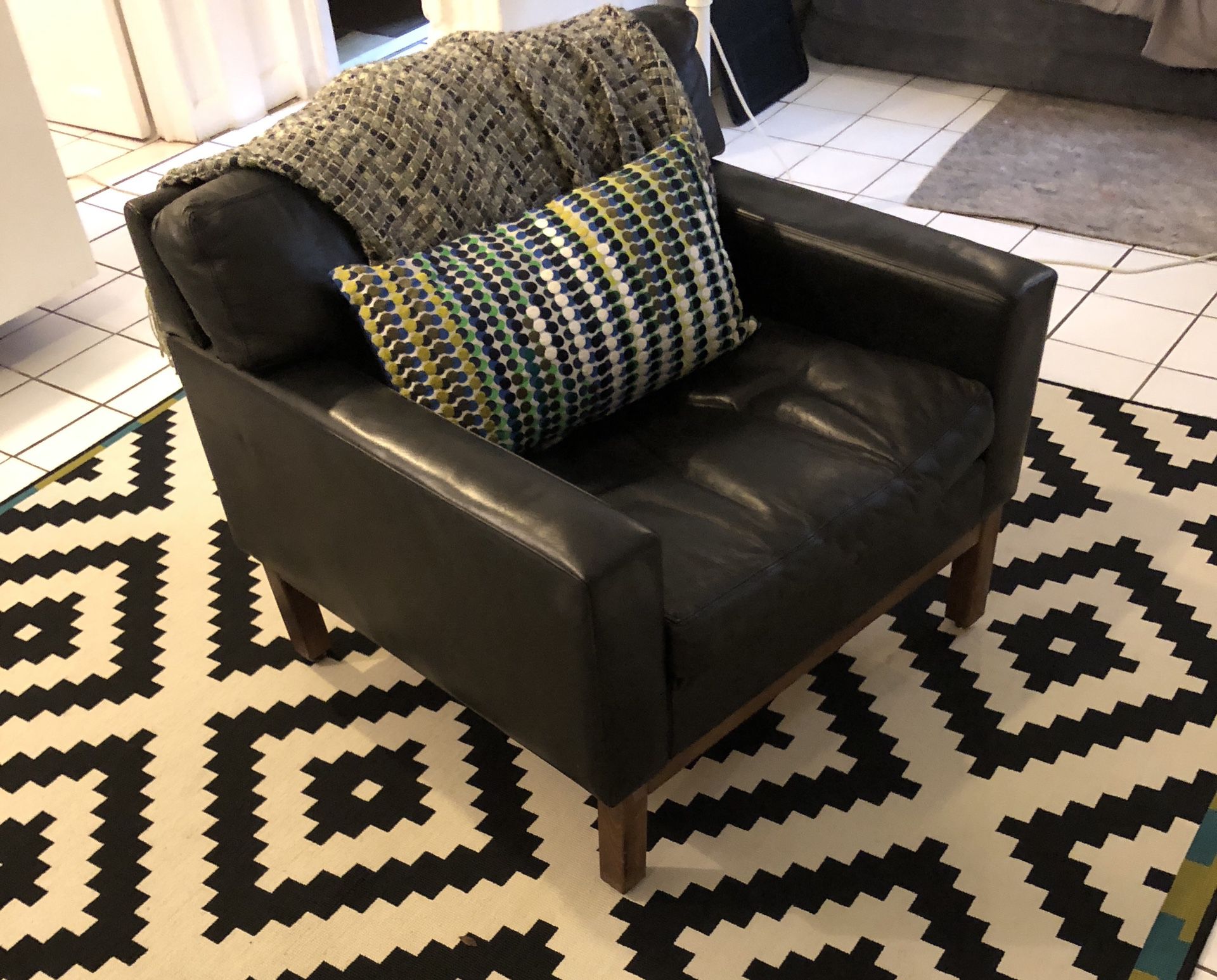 Leather mid century chair