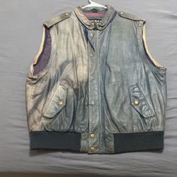 Vintage Midway Biker Vest real Leather Men