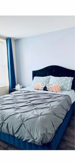 Black Velvet Bed Frame with Headboard