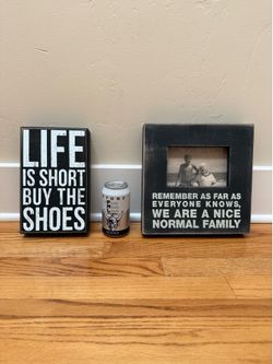 10” x 10” family photo frame ($8) and Buy the Shoes sign ($7) or both for $12 total.