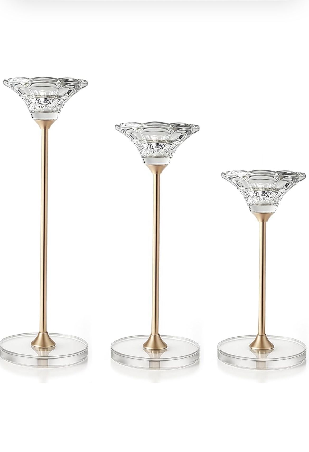 Crystal 2 in 1 Taper and Pillar Candle Holders, Set of 3