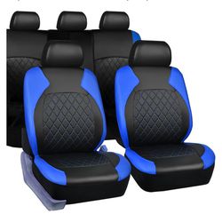 Full Leather Blue Seat Covers For A Sedan 