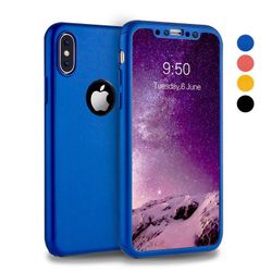 iPhone X Case: (Bl) Free Tempered Glass, Full Protection, Matte Surface.