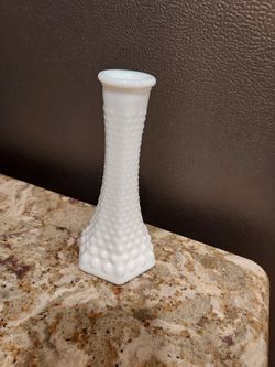 Vintage E. O. Brody Made in the USA Hobnail Milk Glass Bud Vase 6"