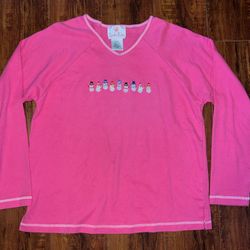 Quacker Factory Pink Vintage Sweater Winter Snowman Preowned Good Condition!!   