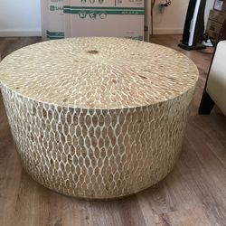 Pier 1 drum Capiz coffee table 