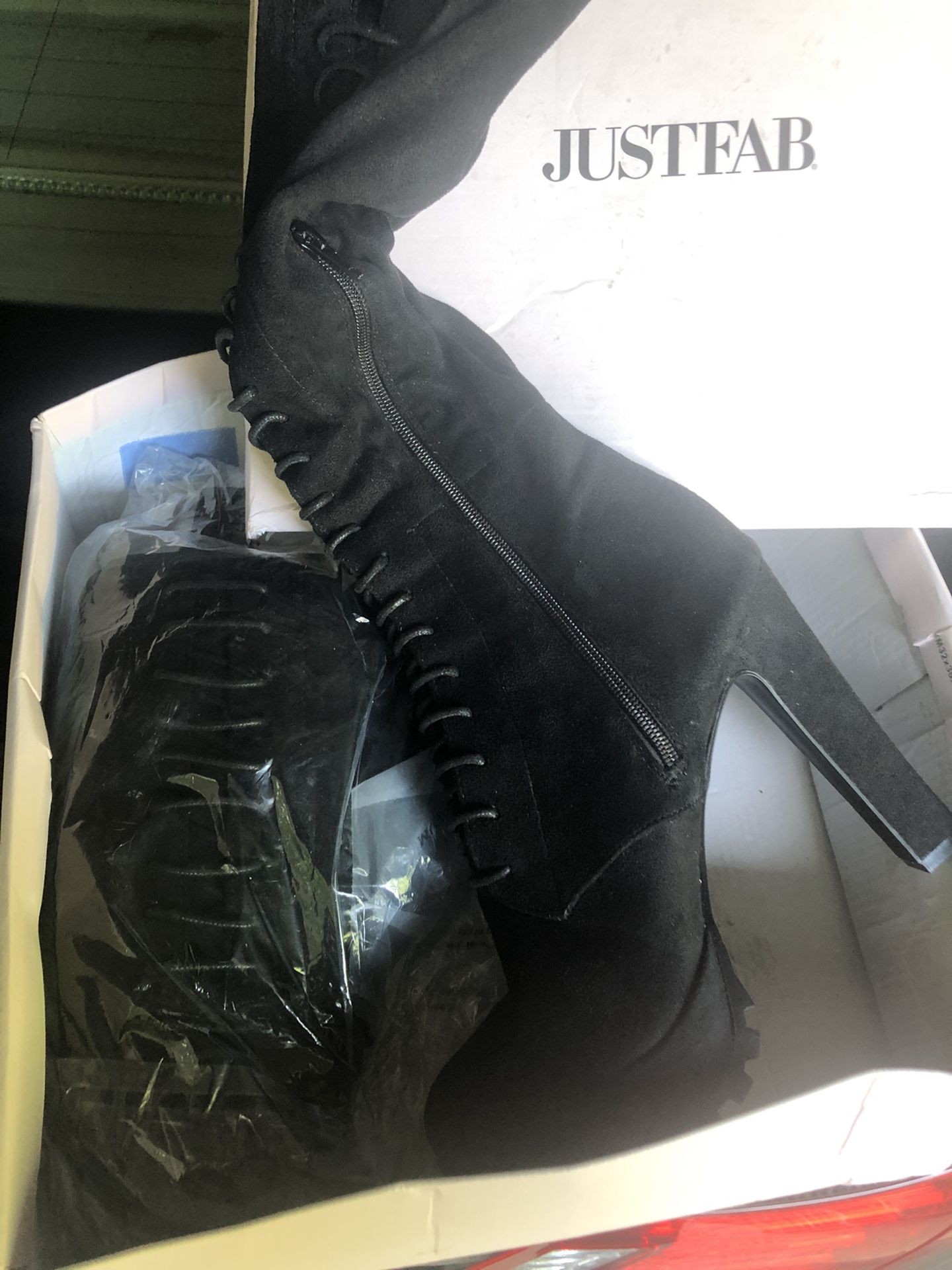 Just Fab Premium Black Velvet Thigh Boots