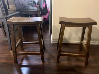 Set of 2 Solid Wood Counter Height  Bar Stools”