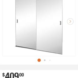 Used 72” Wide Aluminum Frame Beveled Mirror Sliding Closet Door