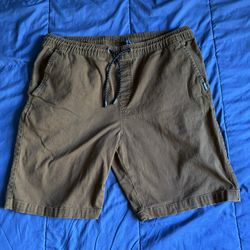 Tony Hawk Men's Chino Shorts Brown Drawstring Elastic Waist Pockets Casual