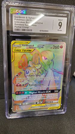 CGC 9 Gardevoir Sylveon GX Rainbow ERROR CRIMPED CARD