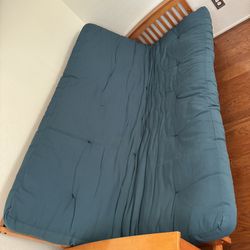 Futon Bed  Or Couch - Solid Wood, New Mattress And Topper